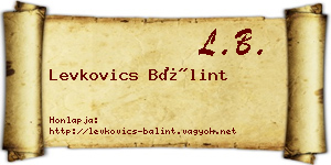 Levkovics Bálint névjegykártya
